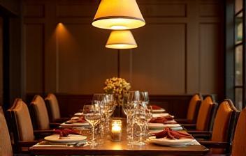 Espace repas chaleureux & éclairage élégant